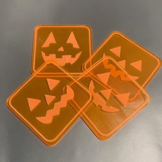 orange acrylic jack o lantern laser engraved coasters