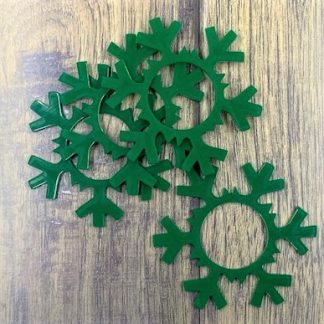 four green acrylic snowflake napkin ring holders