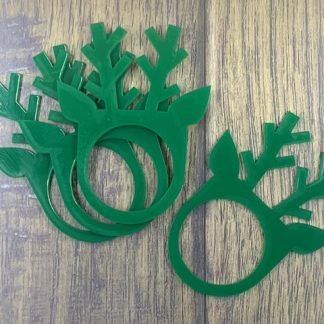 four green acrylic reindeer napkin ring holders