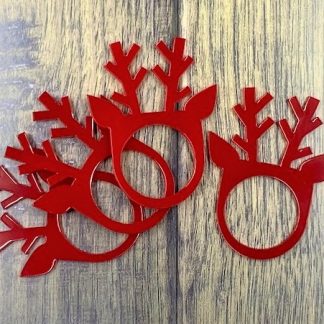 four red acrylic reindeer pattern napkin ring holders