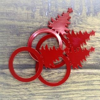 four red acrylic christmas tree pattern napkin ring holders