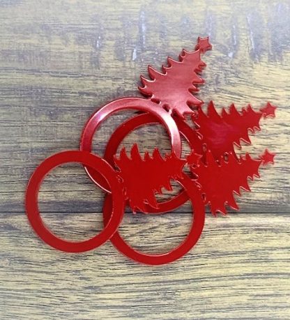 four red acrylic christmas tree pattern napkin ring holders