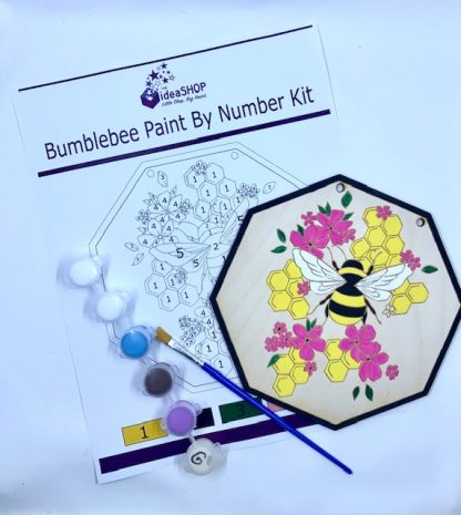 Laser engrave wood frame with bumblebee, with paint and instructions