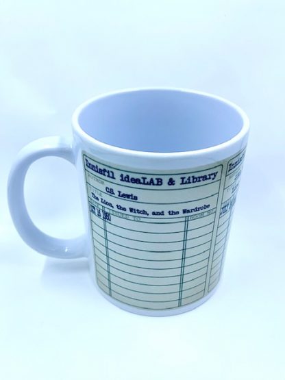 Vintage library card sublimated on to a mug.