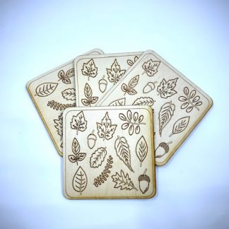 Laser Engrave Wooden Coasters with Leaf design