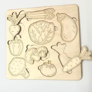 Wooden Laser cut puzzle with vegetable pieces