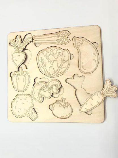 Wooden Laser cut puzzle with vegetable pieces