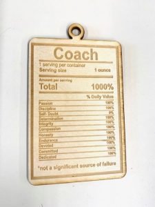 Wooden Laser engraved coach appreciation tag