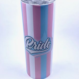 Sublimation tumbler with Transgender flag and pride printed on it