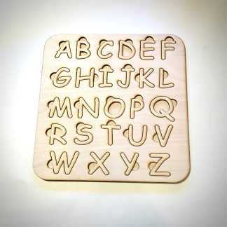 Laser cut wooden puzzle with the Alphabet
