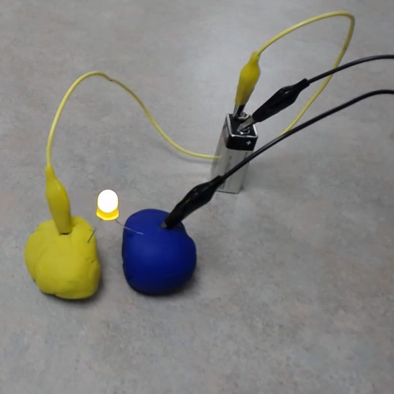 Circuit with LED light and playdough